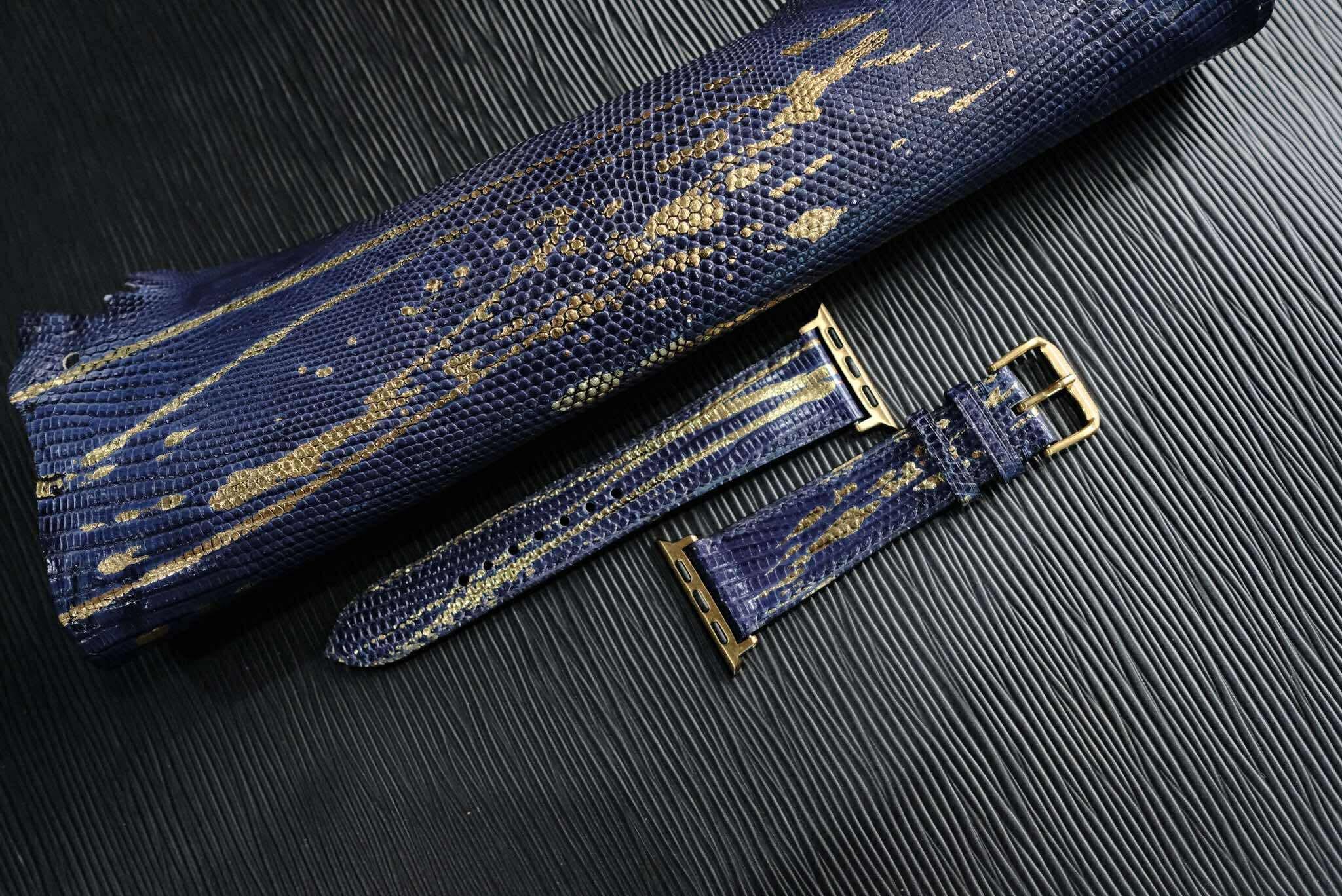 高級トカゲ革時計ベルト手縫い時計ベルトアップルウォッチ時計ベルト1枚目の画像